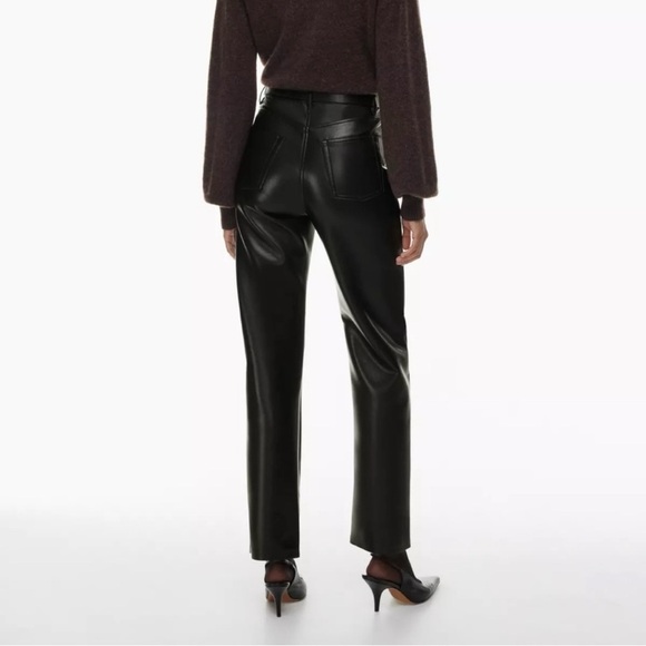 Aritzia Wilfred The Melina High Waist Straight Leg Faux Leather Pants Size 0 - Picture 2 of 10